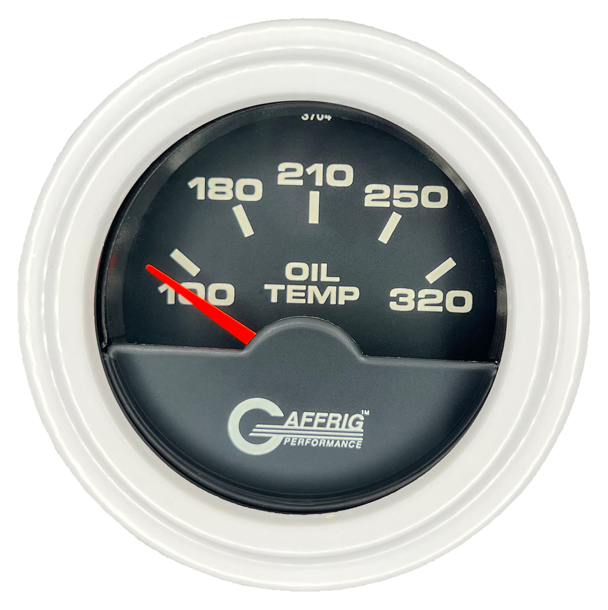 GAFFRIG 2 INCH ELECTRIC OIL TEMP GAUGE 100-320 F STEP RIM (002) / WHITE / BLACK