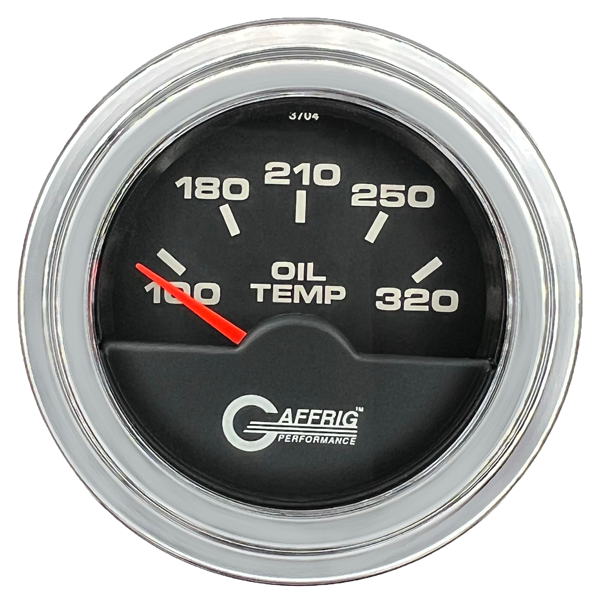 GAFFRIG 2 INCH ELECTRIC OIL TEMP GAUGE 100-320 F STEP RIM (002) / CHROME/POLISHED / BLACK