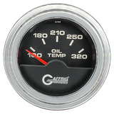 GAFFRIG 2 INCH ELECTRIC OIL TEMP GAUGE 100-320 F STEP RIM (002) / CHROME/POLISHED / BLACK