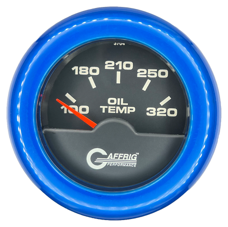 GAFFRIG 2 INCH ELECTRIC OIL TEMP GAUGE 100-320 F FAT RIM (218) / BLUE / BLACK