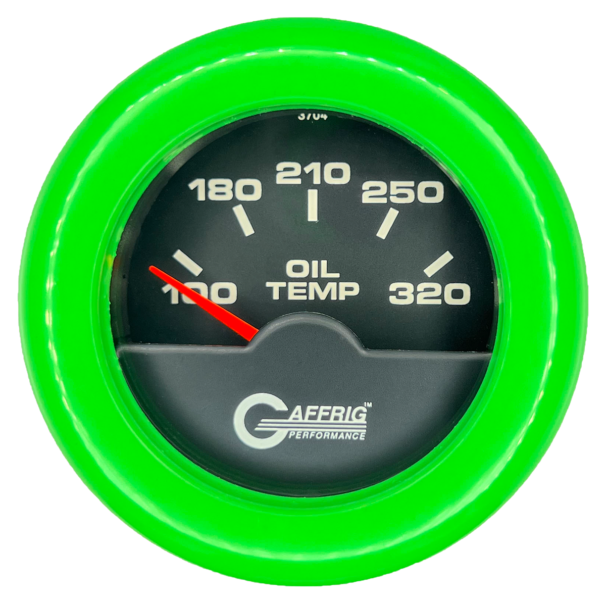 GAFFRIG 2 INCH ELECTRIC OIL TEMP GAUGE 100-320 F FAT RIM (218) / LIME GREEN / BLACK