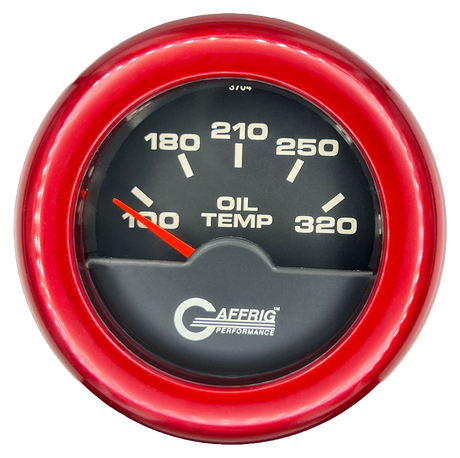 GAFFRIG 2 INCH ELECTRIC OIL TEMP GAUGE 100-320 F FAT RIM (218) / RED / BLACK