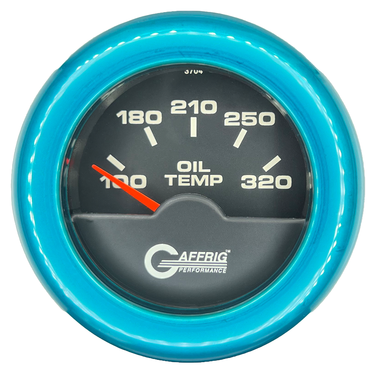 GAFFRIG 2 INCH ELECTRIC OIL TEMP GAUGE 100-320 F FAT RIM (218) / TEAL / BLACK