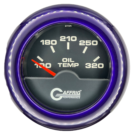 GAFFRIG 2 INCH ELECTRIC OIL TEMP GAUGE 100-320 F FAT RIM (218) / PURPLE / BLACK