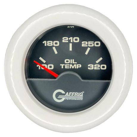 GAFFRIG 2 INCH ELECTRIC OIL TEMP GAUGE 100-320 F FAT RIM (218) / WHITE / BLACK