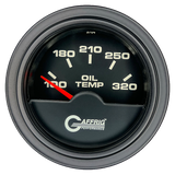 GAFFRIG 2 INCH ELECTRIC OIL TEMP GAUGE 100-320 F STEP RIM (002) / BLACK / BLACK