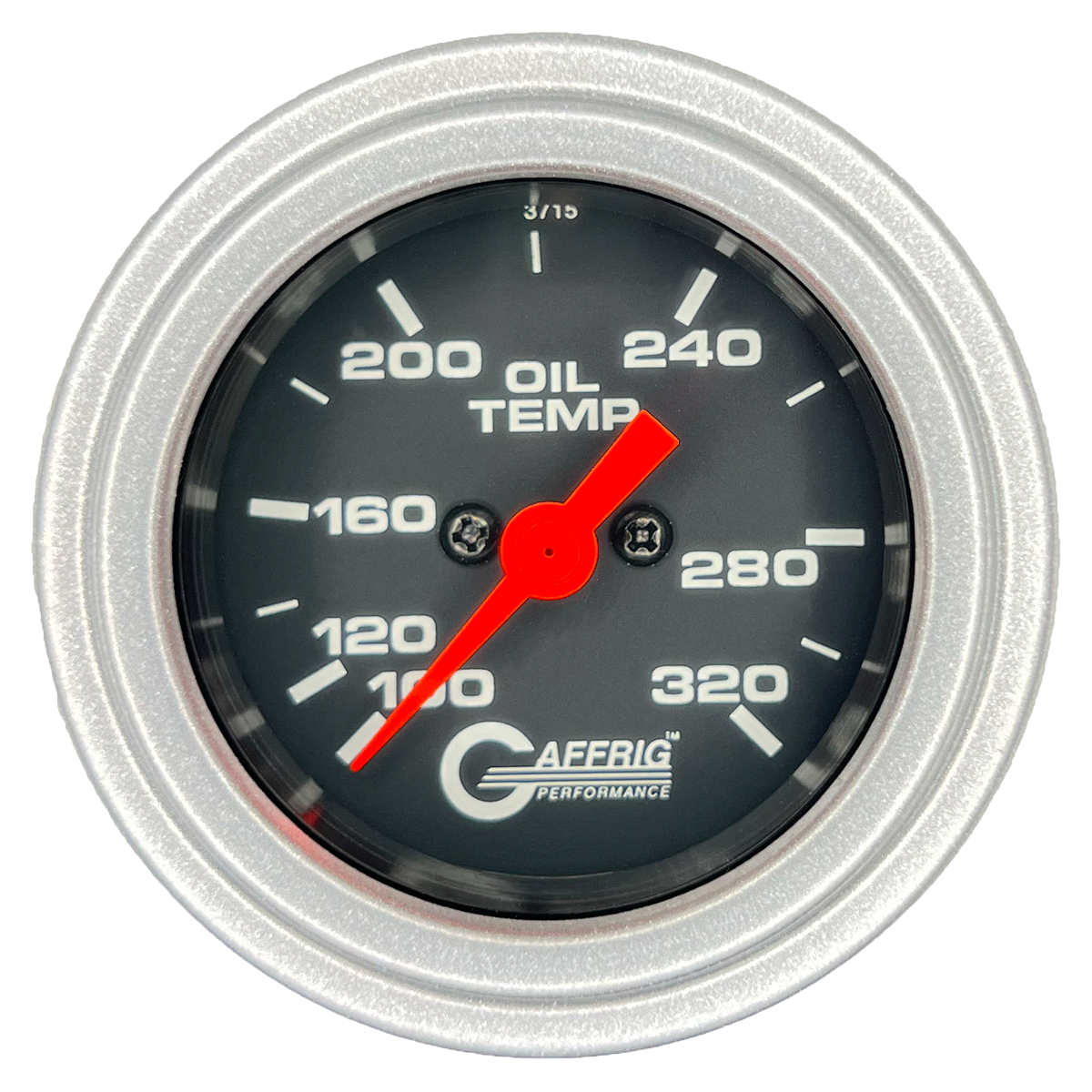 GAFFRIG PART #5022 2 INCH ELECTRIC OIL TEMP GAUGE 100-320 F BLACK - 270 SWEEP STEP RIM (002) / PLATINUM