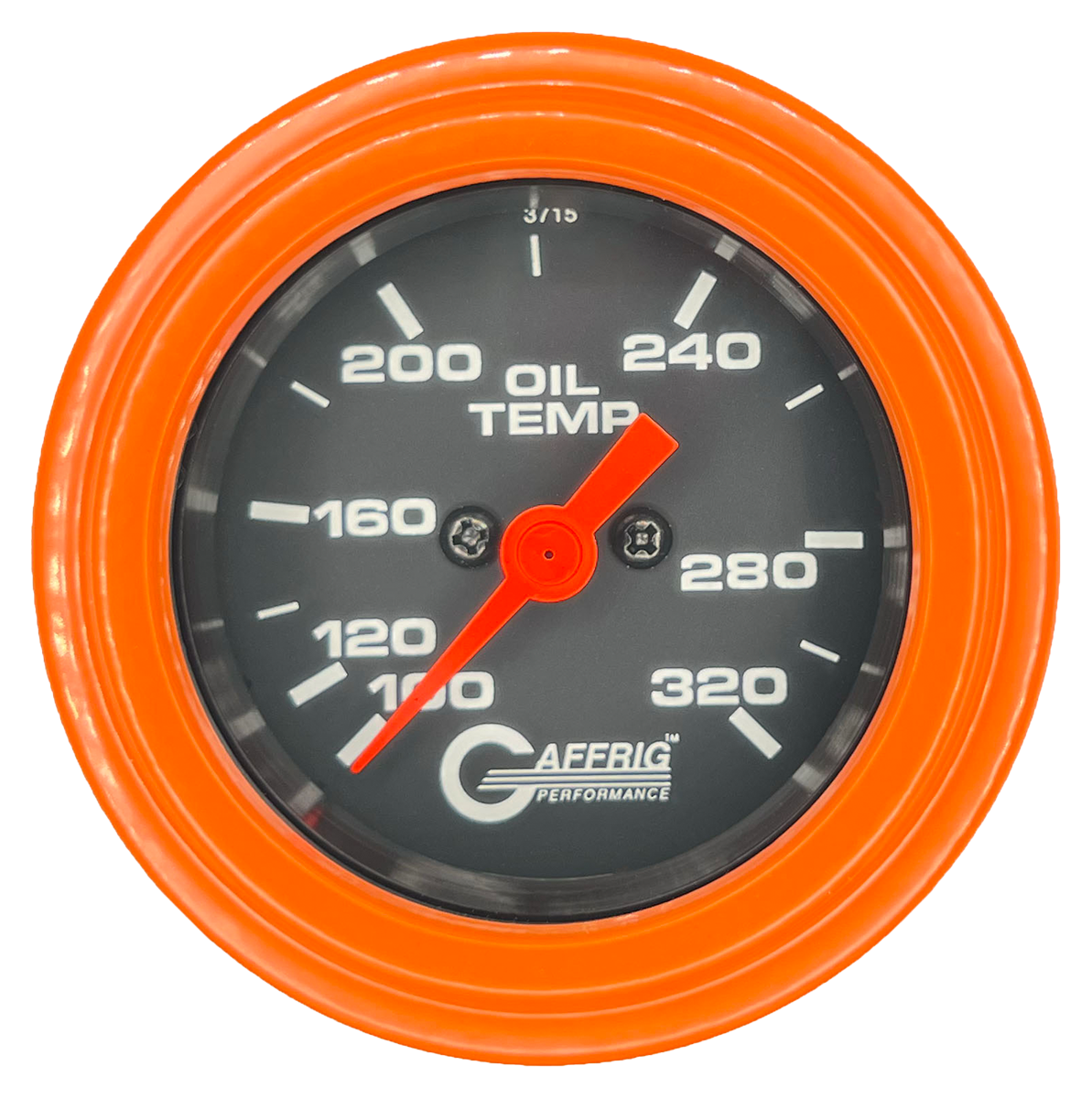 GAFFRIG PART #5022 2 INCH ELECTRIC OIL TEMP GAUGE 100-320 F BLACK - 270 SWEEP STEP RIM (002) / ORANGE