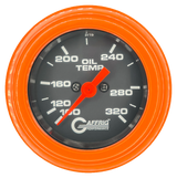 GAFFRIG PART #5022 2 INCH ELECTRIC OIL TEMP GAUGE 100-320 F BLACK - 270 SWEEP STEP RIM (002) / ORANGE