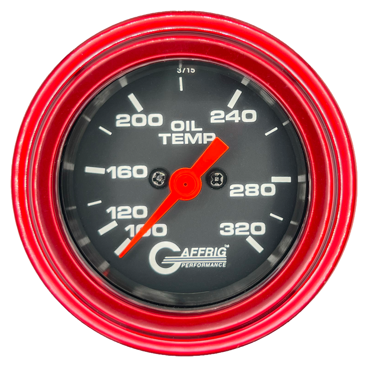 GAFFRIG PART #5022 2 INCH ELECTRIC OIL TEMP GAUGE 100-320 F BLACK - 270 SWEEP STEP RIM (002) / RED