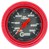 GAFFRIG PART #5022 2 INCH ELECTRIC OIL TEMP GAUGE 100-320 F BLACK - 270 SWEEP STEP RIM (002) / RED