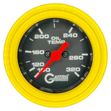 GAFFRIG PART #5022 2 INCH ELECTRIC OIL TEMP GAUGE 100-320 F BLACK - 270 SWEEP STEP RIM (002) / YELLOW