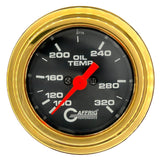 GAFFRIG PART #5022 2 INCH ELECTRIC OIL TEMP GAUGE 100-320 F BLACK - 270 SWEEP STEP RIM (002) / GOLD