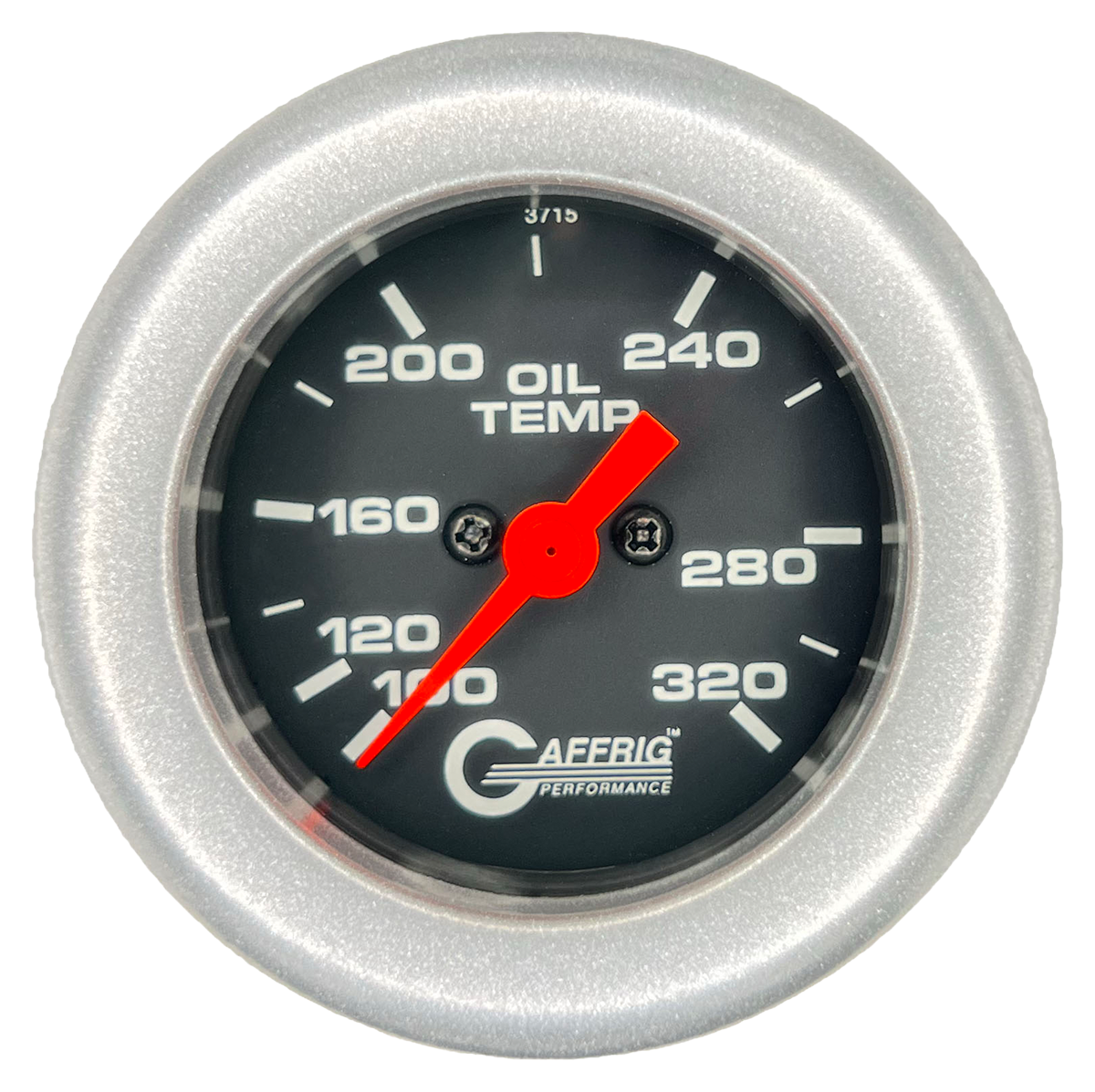 GAFFRIG PART #5022 2 INCH ELECTRIC OIL TEMP GAUGE 100-320 F BLACK - 270 SWEEP FAT RIM (218) / PLATINUM