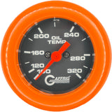 GAFFRIG PART #5022 2 INCH ELECTRIC OIL TEMP GAUGE 100-320 F BLACK - 270 SWEEP FAT RIM (218) / ORANGE