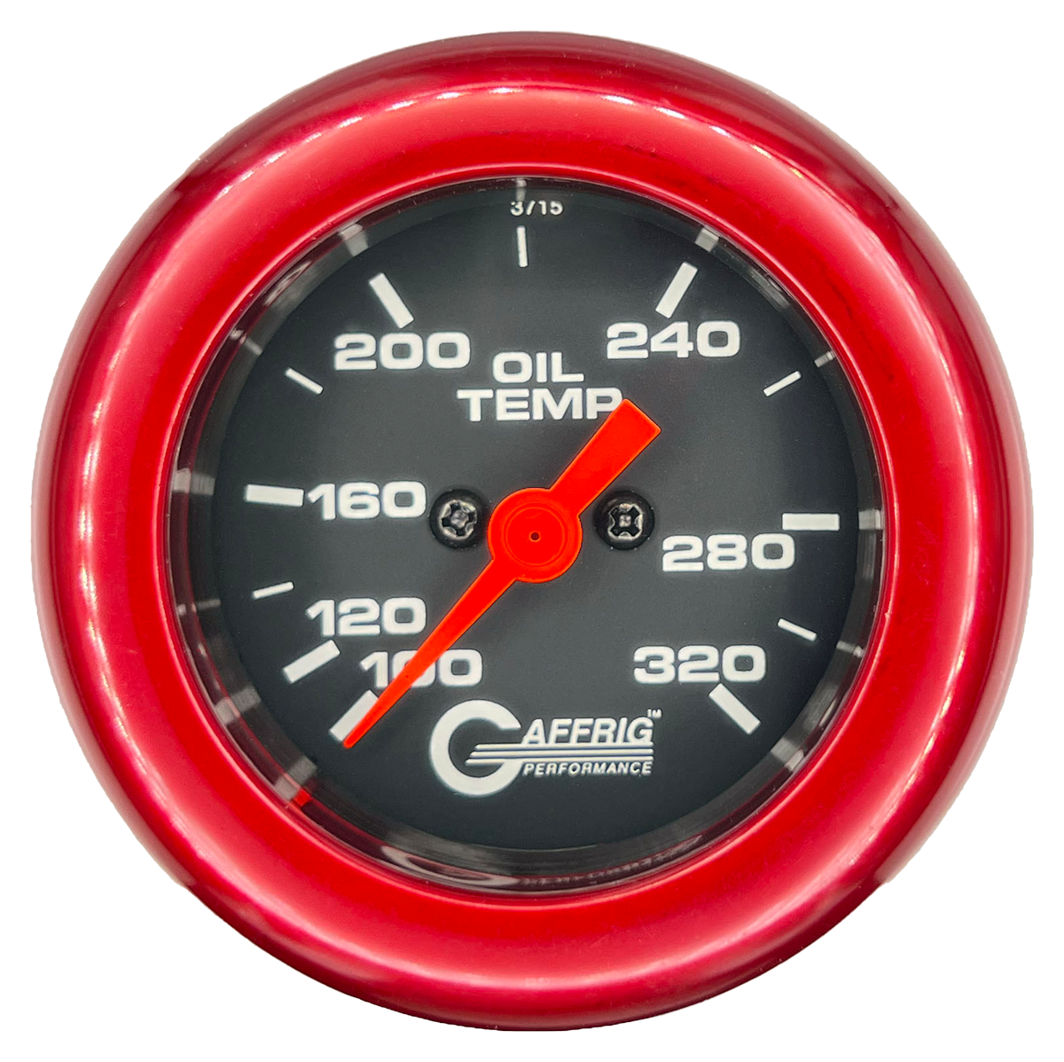 GAFFRIG PART #5022 2 INCH ELECTRIC OIL TEMP GAUGE 100-320 F BLACK - 270 SWEEP FAT RIM (218) / RED