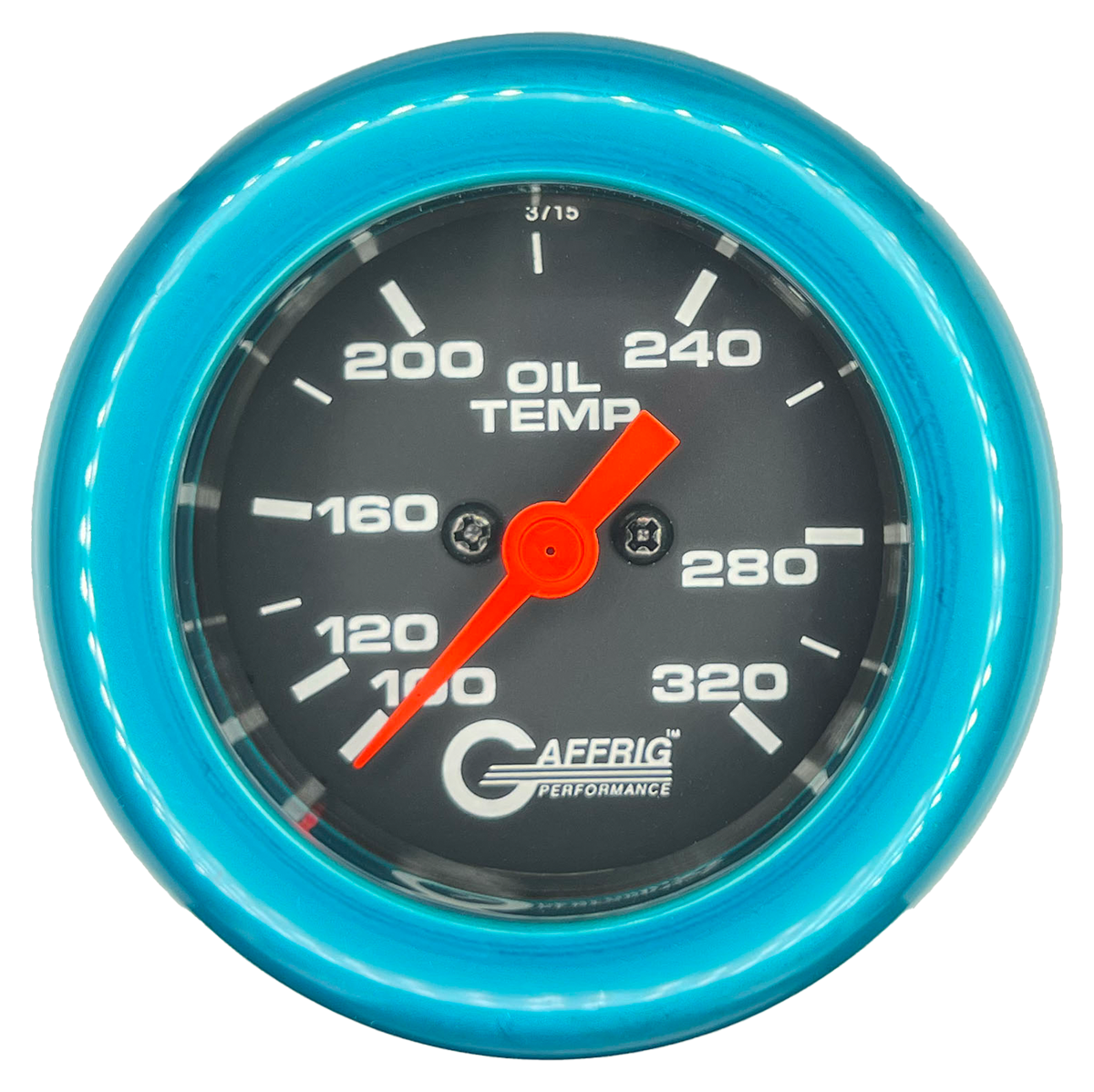 GAFFRIG PART #5022 2 INCH ELECTRIC OIL TEMP GAUGE 100-320 F BLACK - 270 SWEEP FAT RIM (218) / TEAL