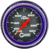 GAFFRIG PART #5022 2 INCH ELECTRIC OIL TEMP GAUGE 100-320 F BLACK - 270 SWEEP FAT RIM (218) / PURPLE