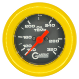 GAFFRIG PART #5022 2 INCH ELECTRIC OIL TEMP GAUGE 100-320 F BLACK - 270 SWEEP FAT RIM (218) / YELLOW