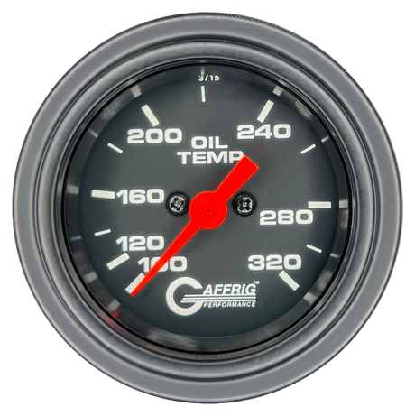 GAFFRIG PART #5022 2 INCH ELECTRIC OIL TEMP GAUGE 100-320 F BLACK - 270 SWEEP STEP RIM (002) / BLACK