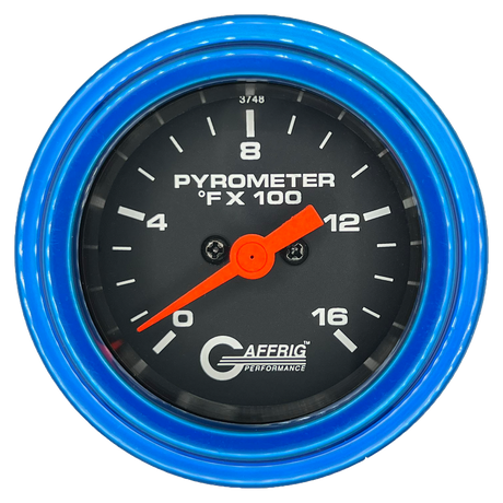 GAFFRIG 2 INCH ELECTRIC PYROMETER GAUGE 0-1600 F STEP RIM (002) / BLUE / BLACK