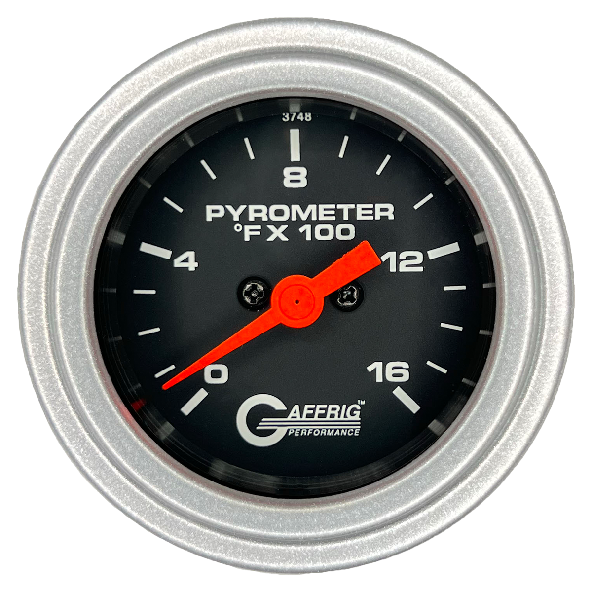 GAFFRIG 2 INCH ELECTRIC PYROMETER GAUGE 0-1600 F STEP RIM (002) / PLATINUM / BLACK