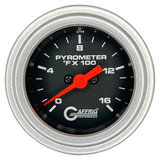 GAFFRIG 2 INCH ELECTRIC PYROMETER GAUGE 0-1600 F STEP RIM (002) / PLATINUM / BLACK