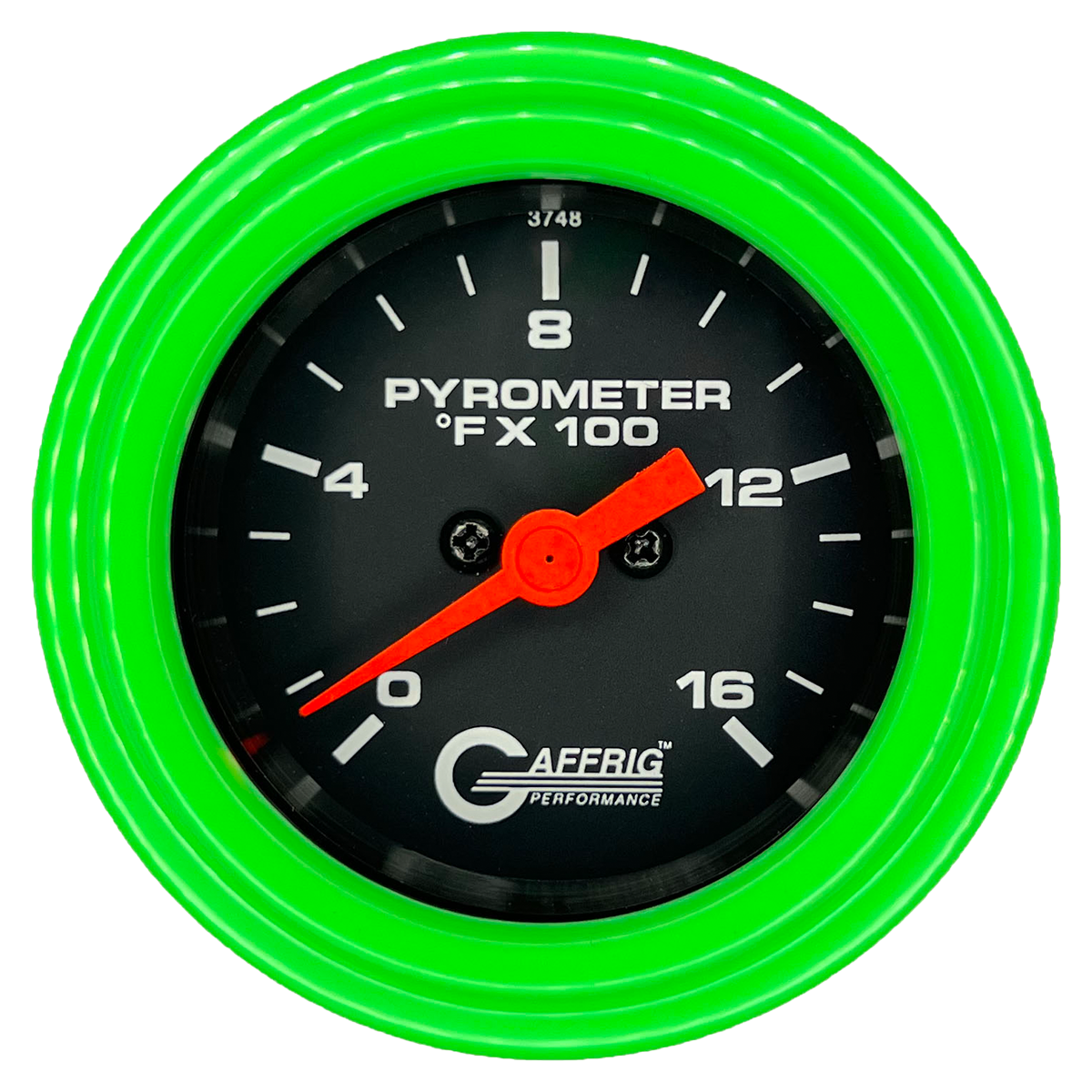 GAFFRIG 2 INCH ELECTRIC PYROMETER GAUGE 0-1600 F STEP RIM (002) / LIME GREEN / BLACK