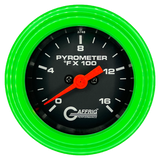 GAFFRIG 2 INCH ELECTRIC PYROMETER GAUGE 0-1600 F STEP RIM (002) / LIME GREEN / BLACK