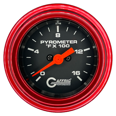 GAFFRIG 2 INCH ELECTRIC PYROMETER GAUGE 0-1600 F STEP RIM (002) / RED / BLACK