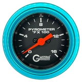 GAFFRIG 2 INCH ELECTRIC PYROMETER GAUGE 0-1600 F STEP RIM (002) / TEAL / BLACK