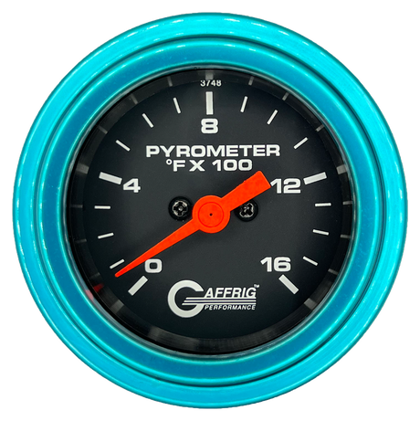 GAFFRIG 2 INCH ELECTRIC PYROMETER GAUGE 0-1600 F STEP RIM (002) / TEAL / BLACK