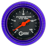 GAFFRIG 2 INCH ELECTRIC PYROMETER GAUGE 0-1600 F STEP RIM (002) / PURPLE / BLACK