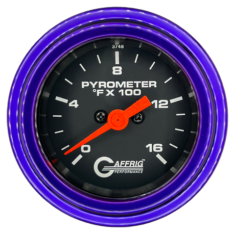 GAFFRIG 2 INCH ELECTRIC PYROMETER GAUGE 0-1600 F STEP RIM (002) / PURPLE / BLACK