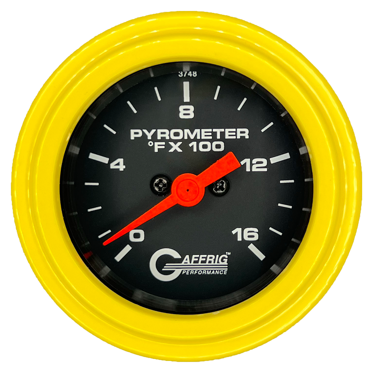 GAFFRIG 2 INCH ELECTRIC PYROMETER GAUGE 0-1600 F STEP RIM (002) / YELLOW / BLACK