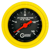 GAFFRIG 2 INCH ELECTRIC PYROMETER GAUGE 0-1600 F STEP RIM (002) / YELLOW / BLACK