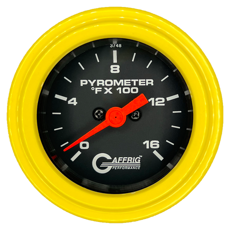 GAFFRIG 2 INCH ELECTRIC PYROMETER GAUGE 0-1600 F STEP RIM (002) / YELLOW / BLACK