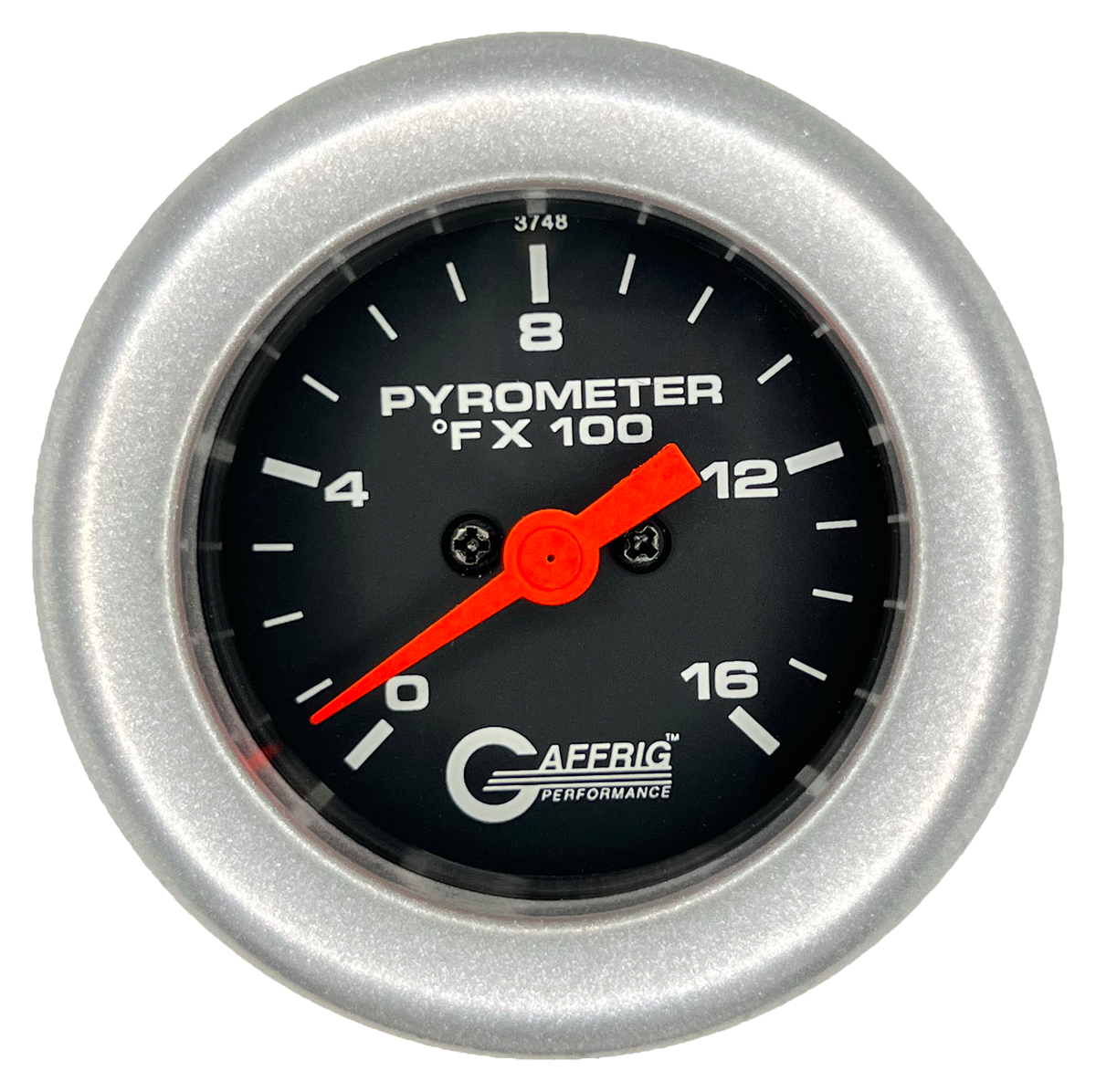 GAFFRIG 2 INCH ELECTRIC PYROMETER GAUGE 0-1600 F FAT RIM (218) / PLATINUM / BLACK