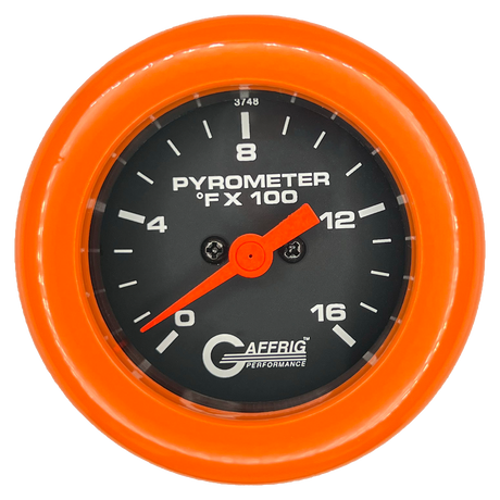 GAFFRIG 2 INCH ELECTRIC PYROMETER GAUGE 0-1600 F FAT RIM (218) / ORANGE / BLACK