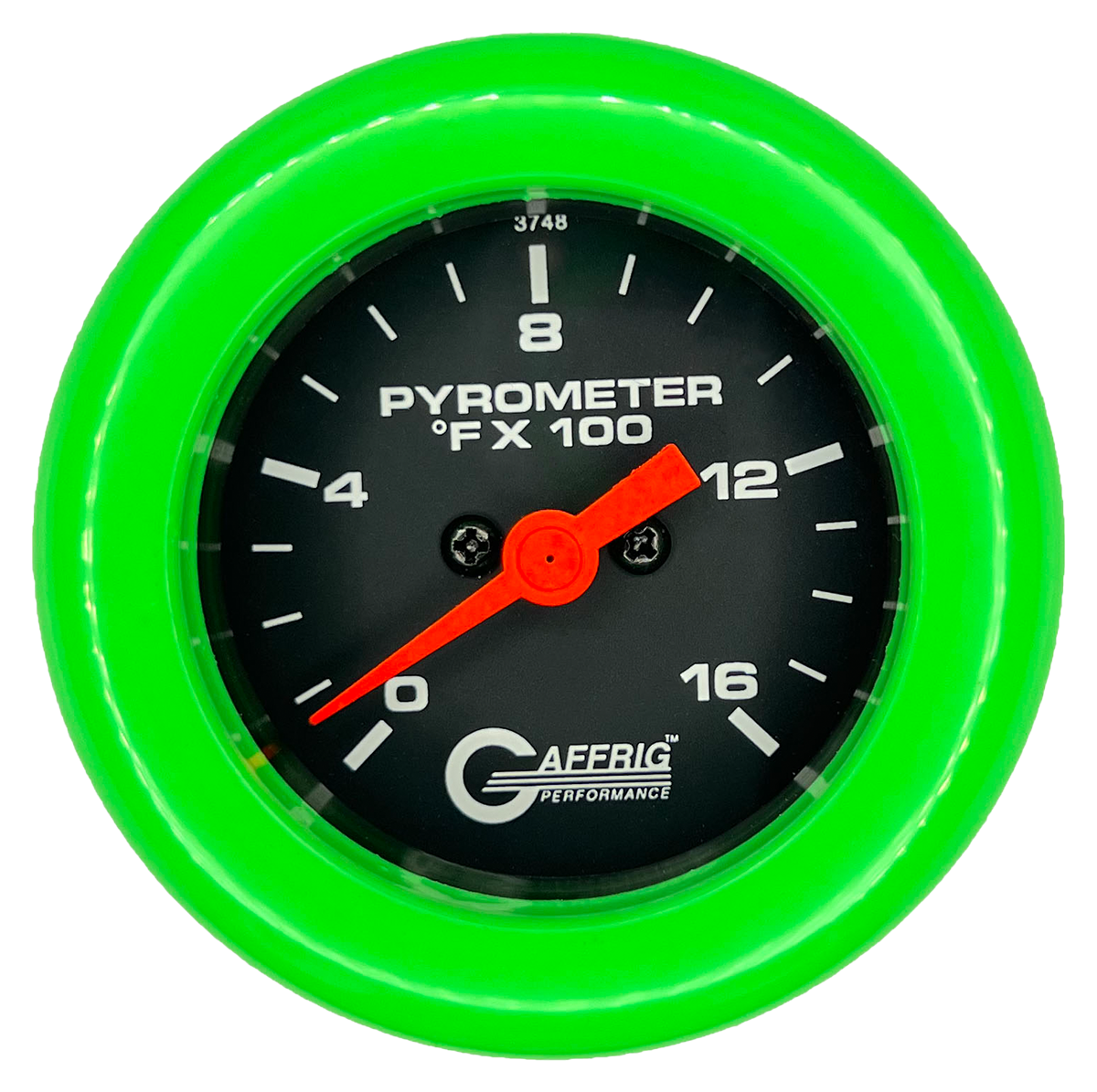 GAFFRIG 2 INCH ELECTRIC PYROMETER GAUGE 0-1600 F FAT RIM (218) / LIME GREEN / BLACK