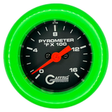 GAFFRIG 2 INCH ELECTRIC PYROMETER GAUGE 0-1600 F FAT RIM (218) / LIME GREEN / BLACK