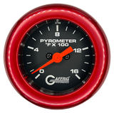 GAFFRIG 2 INCH ELECTRIC PYROMETER GAUGE 0-1600 F FAT RIM (218) / RED / BLACK