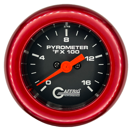 GAFFRIG 2 INCH ELECTRIC PYROMETER GAUGE 0-1600 F FAT RIM (218) / RED / BLACK