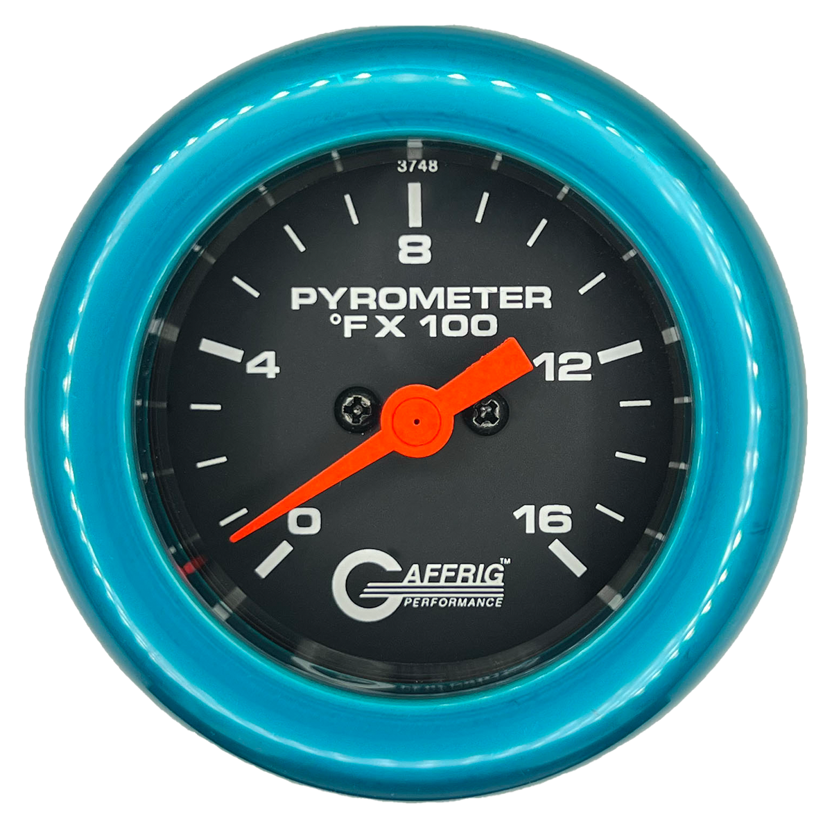 GAFFRIG 2 INCH ELECTRIC PYROMETER GAUGE 0-1600 F FAT RIM (218) / TEAL / BLACK