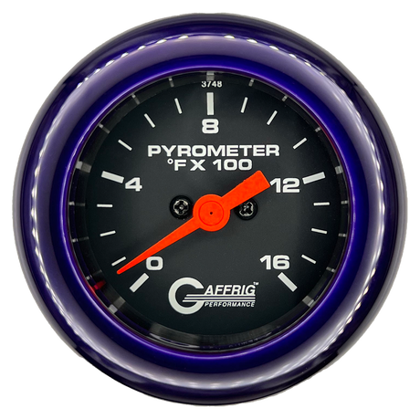 GAFFRIG 2 INCH ELECTRIC PYROMETER GAUGE 0-1600 F FAT RIM (218) / PURPLE / BLACK