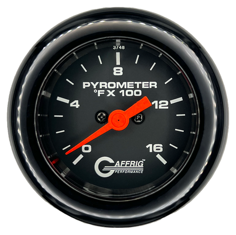 GAFFRIG 2 INCH ELECTRIC PYROMETER GAUGE 0-1600 F FAT RIM (218) / BLACK / BLACK