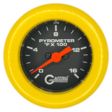 GAFFRIG 2 INCH ELECTRIC PYROMETER GAUGE 0-1600 F FAT RIM (218) / YELLOW / BLACK