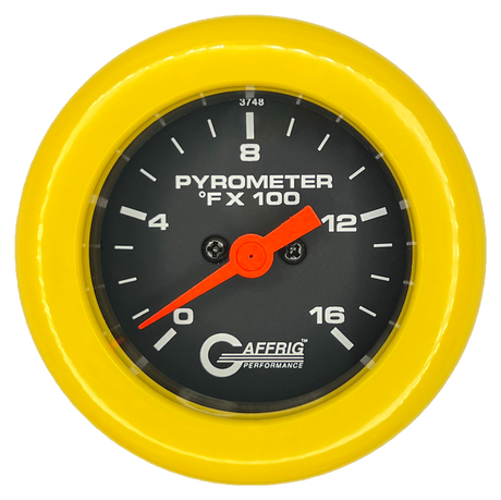 GAFFRIG 2 INCH ELECTRIC PYROMETER GAUGE 0-1600 F FAT RIM (218) / YELLOW / BLACK