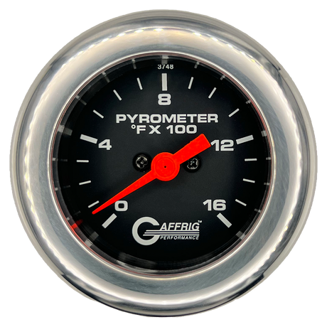 GAFFRIG 2 INCH ELECTRIC PYROMETER GAUGE 0-1600 F FAT RIM (218) / CHROME/POLISHED / BLACK