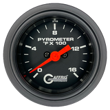 GAFFRIG 2 INCH ELECTRIC PYROMETER GAUGE 0-1600 F STEP RIM (002) / BLACK / BLACK